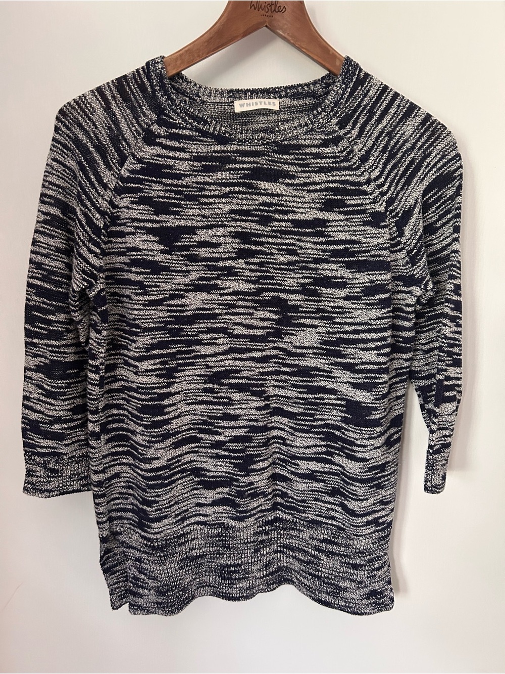 Whistles Navy & White Marled Crew Neck Sweater
